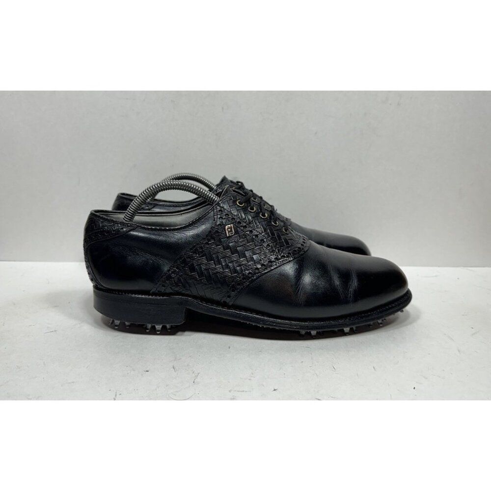 Vintage Footjoy Classics Dry Black Leather Woven Golf Shoes 51472 Mens Sz 9 D